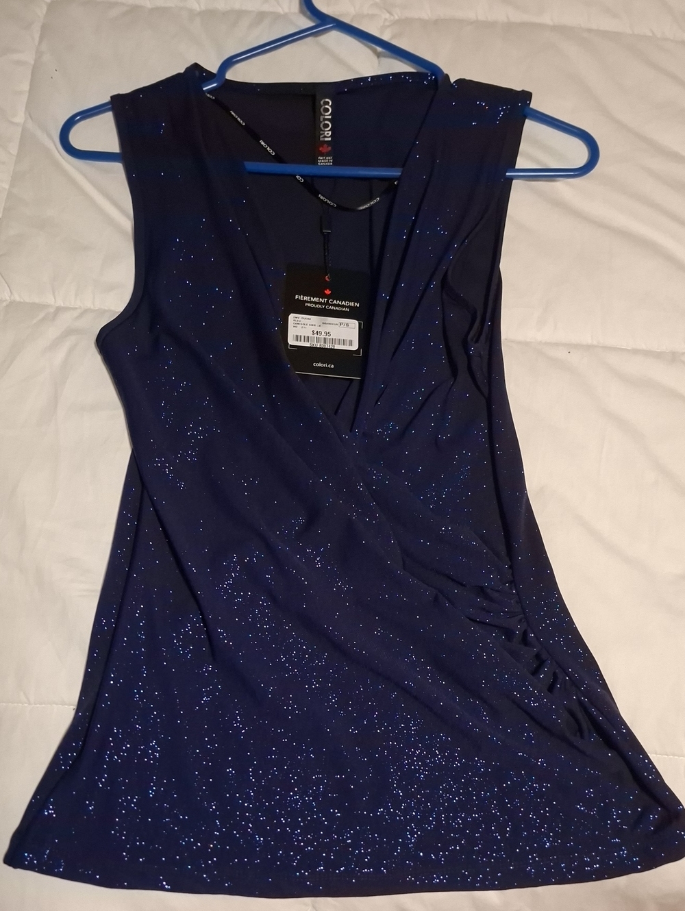 Colori Sleeveless V-Neck Glitter Navy Camisole